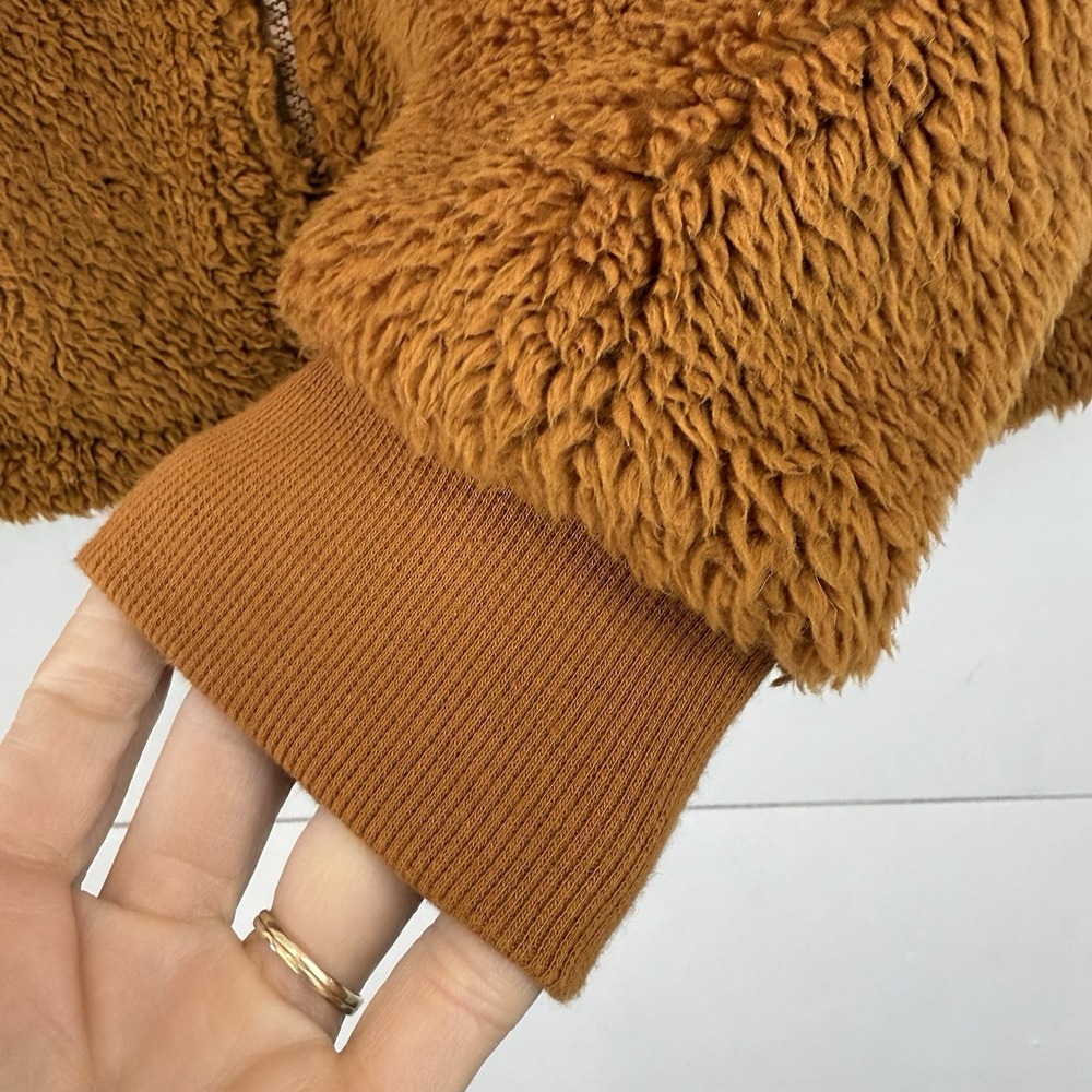 J.CREW Sherpa Camel Funnelneck Zip Jacket Women Small AB440 Teddy - Picture 6 of 14